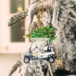 Personalised Colored Lights Christmas Tree Golf Cart 2D Acrylic Ornament with Name Festival Party Decor Gift for Golfer Golf Player