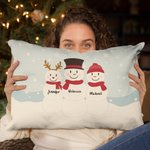 Coussin Bonhomme de Neige Personnalisé avec 1-5 Noms Noël Décoration de Maison Sofa Canapé Cadeau Thanksgiving Noël pour Famille