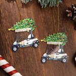 Personalised Colored Lights Christmas Tree Golf Cart 2D Acrylic Ornament with Name Festival Party Decor Gift for Golfer Golf Player