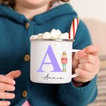 Personalisierte Cartoon Nussknacker 12oz Emaille Becher mit Initial Name Griff Geburtstag Geschenk für Familie Kinder