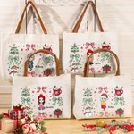 Sac à dos en toile avec nom Personnalisé Cartoon Character Christmas Tree Snowman Noël Anniversaire Cadeau pour Famille Ami(e)s Amoureux(ses)