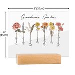 Personalized 1-20 Birth Flowers Acrylic Plaque with Name and Base Room Decoration Mother's Day Birthday Gift for Grandma Mom