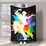 Personalisierte bunte Splash Ink Hip Hop Junge Mädchen weiche Decke mit Namen Tanzen Party Home Decor Geburtstagsgeschenk für Hip Hop Liebhaber