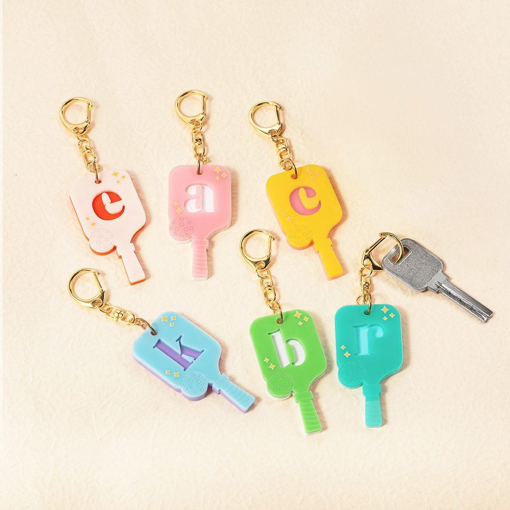 Porte-clés Pickleball en acrylique avec initiales Cadeau d'anniversaire pour les amoureux du Pickleball