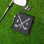 Personalized Leather Absorb Water Golf Towel with Golf Tees Retractable Clip Portable Accessories Birthday Gift for Golf Lovers