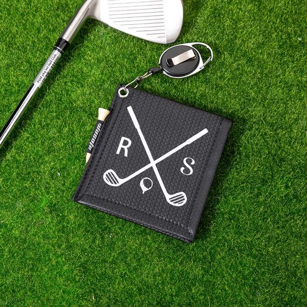Personalized Leather Absorb Water Golf Towel with Golf Tees Retractable Clip Portable Accessories Birthday Gift for Golf Lovers