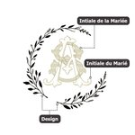 Set Tampon et Bâton de Cire Scellé Personnalisé avec Initiale Design Rameau d'Olivier Cadeau Soirée de Mariage pour Couple