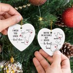 Personalizzato Mappa Silhouette Collegato Cuore a forma di albero di Natale in ceramica ornamento con nome Natale regalo a distanza per la famiglia am