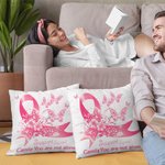 Nastro rosa personalizzato Butterfly Support Squad Throw Pillow Cover con nome Breast Cancer Fighter Awareness Decor Gift for Woman (Regalo per la don