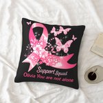 Nastro rosa personalizzato Butterfly Support Squad Throw Pillow Cover con nome Breast Cancer Fighter Awareness Decor Gift for Woman (Regalo per la don