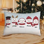 Coussin Bonhomme de Neige Personnalisé avec 1-5 Noms Noël Décoration de Maison Sofa Canapé Cadeau Thanksgiving Noël pour Famille