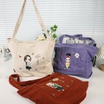 Bolso tote personalizado grande de pana con personaje de dibujo animado flor de nacimiento y nombre regalo de cumpleaños para mujeres y chicas