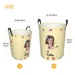 Personalized Multicolor Cartoon Photo Waterproof Laundry Storage Basket with Name and Handle Birthday Gift for Kids