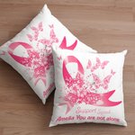 Nastro rosa personalizzato Butterfly Support Squad Throw Pillow Cover con nome Breast Cancer Fighter Awareness Decor Gift for Woman (Regalo per la don