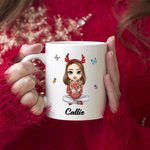 Personalizzato Cartoon mamma nonna che tiene bouquet di fiori nascita 11 oz 15 oz tazza di ceramica con nome compleanno regalo di Natale per le donne