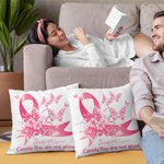 Nastro rosa personalizzato Butterfly Support Squad Throw Pillow Cover con nome Breast Cancer Fighter Awareness Decor Gift for Woman (Regalo per la don