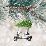 Personalised Colored Lights Christmas Tree Golf Cart 2D Acrylic Ornament with Name Festival Party Decor Gift for Golfer Golf Player
