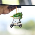 Personalised Colored Lights Christmas Tree Golf Cart 2D Acrylic Ornament with Name Festival Party Decor Gift for Golfer Golf Player