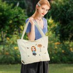 Bolso tote personalizado grande de pana con personaje de dibujo animado flor de nacimiento y nombre regalo de cumpleaños para mujeres y chicas