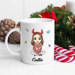 Personalizzato Cartoon mamma nonna che tiene bouquet di fiori nascita 11 oz 15 oz tazza di ceramica con nome compleanno regalo di Natale per le donne