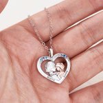 Personalized Heart Shape Two Tone Grandma Granddaughter Necklace with Engraved Name Dainty Jewelry Birthday Anniversary Gift for Women