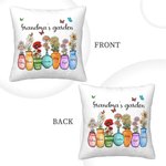 Personalized Mother's Grandma's Garden 1-10 Birth Flower Vase Throw Pillow Cover with Name Butterfly Home Decor Birthday Holiday Gift for Family