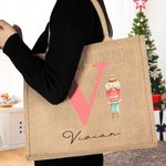 Sac en toile de jute avec initiales et nom Casse-Noisette Fée Ballet Girl Cadeau d'anniversaire pour la famille et les enfants