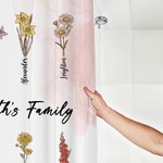 Henkilökohtainen 1-15 syntymäkukat Vedenpitävä suihkuverho, jossa on 12 ruosteenkestävää läpivientiä Kylpyhuoneen sisustus Housewarming syntymäpäivälahja perheelle ystävälle