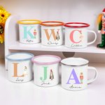 Personalisierte Cartoon Nussknacker 12oz Emaille Becher mit Initial Name Griff Geburtstag Geschenk für Familie Kinder