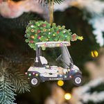 Personalised Colored Lights Christmas Tree Golf Cart 2D Acrylic Ornament with Name Festival Party Decor Gift for Golfer Golf Player