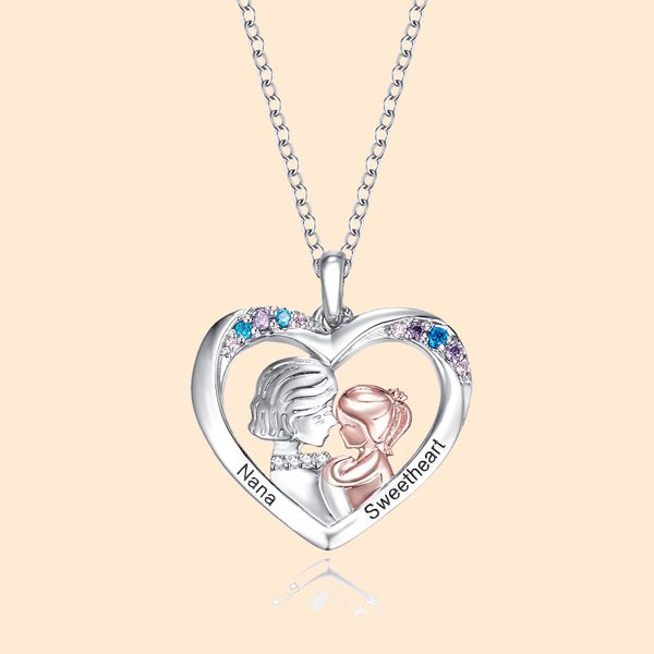 Personalisierte Herzform zwei Ton Großmutter Enkelin Halskette mit eingraviertem Namen zierlichen Schmuck Geburtstag Jahrestag Geschenk für Frauen