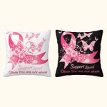 Nastro rosa personalizzato Butterfly Support Squad Throw Pillow Cover con nome Breast Cancer Fighter Awareness Decor Gift for Woman (Regalo per la don