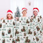Personalizado lindo suéter de Navidad de punto Animal suave manta con la inicial y el nombre de Navidad decoración del hogar regalo para los niños de la familia