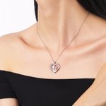 Personalized Heart Shape Two Tone Grandma Granddaughter Necklace with Engraved Name Dainty Jewelry Birthday Anniversary Gift for Women