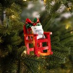 Personlig jul i himlen Jingle Bell Bow Empty Rocking Chair Ornament med Mini Pillow Memorial Julklapp för familjens förlust av en älskad