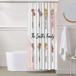 Henkilökohtainen 1-15 syntymäkukat Vedenpitävä suihkuverho, jossa on 12 ruosteenkestävää läpivientiä Kylpyhuoneen sisustus Housewarming syntymäpäivälahja perheelle ystävälle