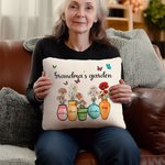 Personalized Mother's Grandma's Garden 1-10 Birth Flower Vase Throw Pillow Cover with Name Butterfly Home Decor Birthday Holiday Gift for Family