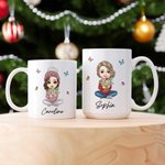 Personalizzato Cartoon mamma nonna che tiene bouquet di fiori nascita 11 oz 15 oz tazza di ceramica con nome compleanno regalo di Natale per le donne