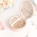 Personalized Birth Flower Wreath Portable Leather Jewellery Box with Name Travel Accessories Birthday Anniversary Gift for Women Girls