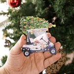 Personalised Colored Lights Christmas Tree Golf Cart 2D Acrylic Ornament with Name Festival Party Decor Gift for Golfer Golf Player