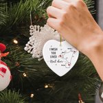 Personalizzato Mappa Silhouette Collegato Cuore a forma di albero di Natale in ceramica ornamento con nome Natale regalo a distanza per la famiglia am