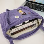 Bolso tote personalizado grande de pana con personaje de dibujo animado flor de nacimiento y nombre regalo de cumpleaños para mujeres y chicas