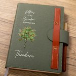 Personalised As I Watch You Grow Birth Flower Tree Name A5 Journal Notebook with Wooden Pen Birthday Anniversary Gift for Grandma Grandfather