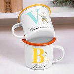 Personalisierte Cartoon Nussknacker 12oz Emaille Becher mit Initial Name Griff Geburtstag Geschenk für Familie Kinder