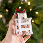 Personlig jul i himlen Jingle Bell Bow Empty Rocking Chair Ornament med Mini Pillow Memorial Julklapp för familjens förlust av en älskad