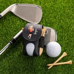 Personalizzato con il nome del personaggio dei cartoni animati, sacchetto di cuoio per la conservazione delle palline da golf con 4 supporti per i tee Regalo di compleanno sportivo per i giocatori di 