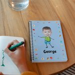 Personalized Avatar Cartoon Pattern 120 Pages A5 Lined Spiral Notebook with Name and Initial Birthday Gift for Boys Girls