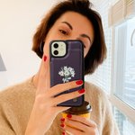 Personalized Birth Flower Bouquet PU Leather Flip Wallet Phone Case for iPhone with Name RFID Blocking Card Holder Birthday Gift for Family