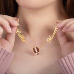Personalized 1-6 Names Football Necklace Birthday Gift for Sports Lover
