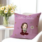 Personalised Cartoon Mom Grandma Birth Flower Garden Throw Pillow Cover with 1-8 Names Home Decor Birthday Family Gift for Women